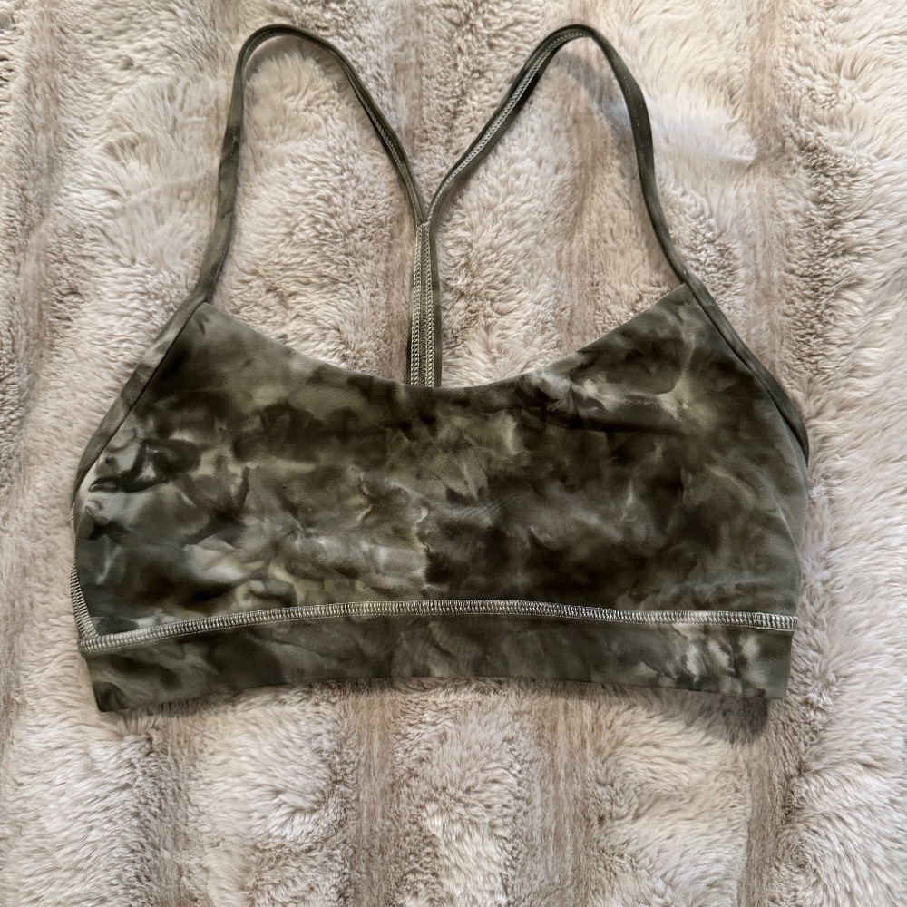 lululemon athletica Olive Green Tie-Dye Strappy Sports Bra